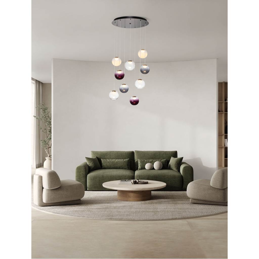 Lustra Nova Luce Silenzio, negru periat, LED, 46W, 2914 lumeni, alb cald 3000K, D.50 cm, 9190213