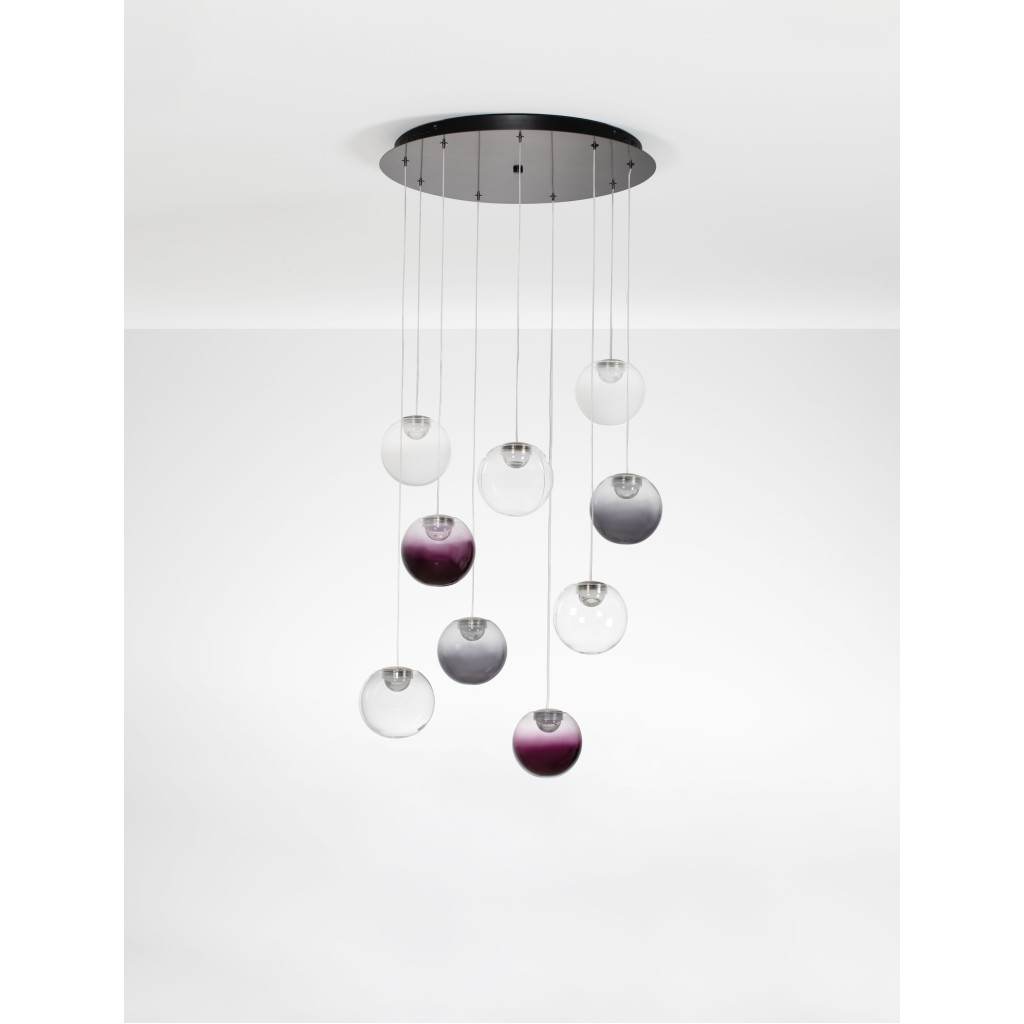 Lustra Nova Luce Silenzio, negru periat, LED, 46W, 2914 lumeni, alb cald 3000K, D.50 cm, 9190213