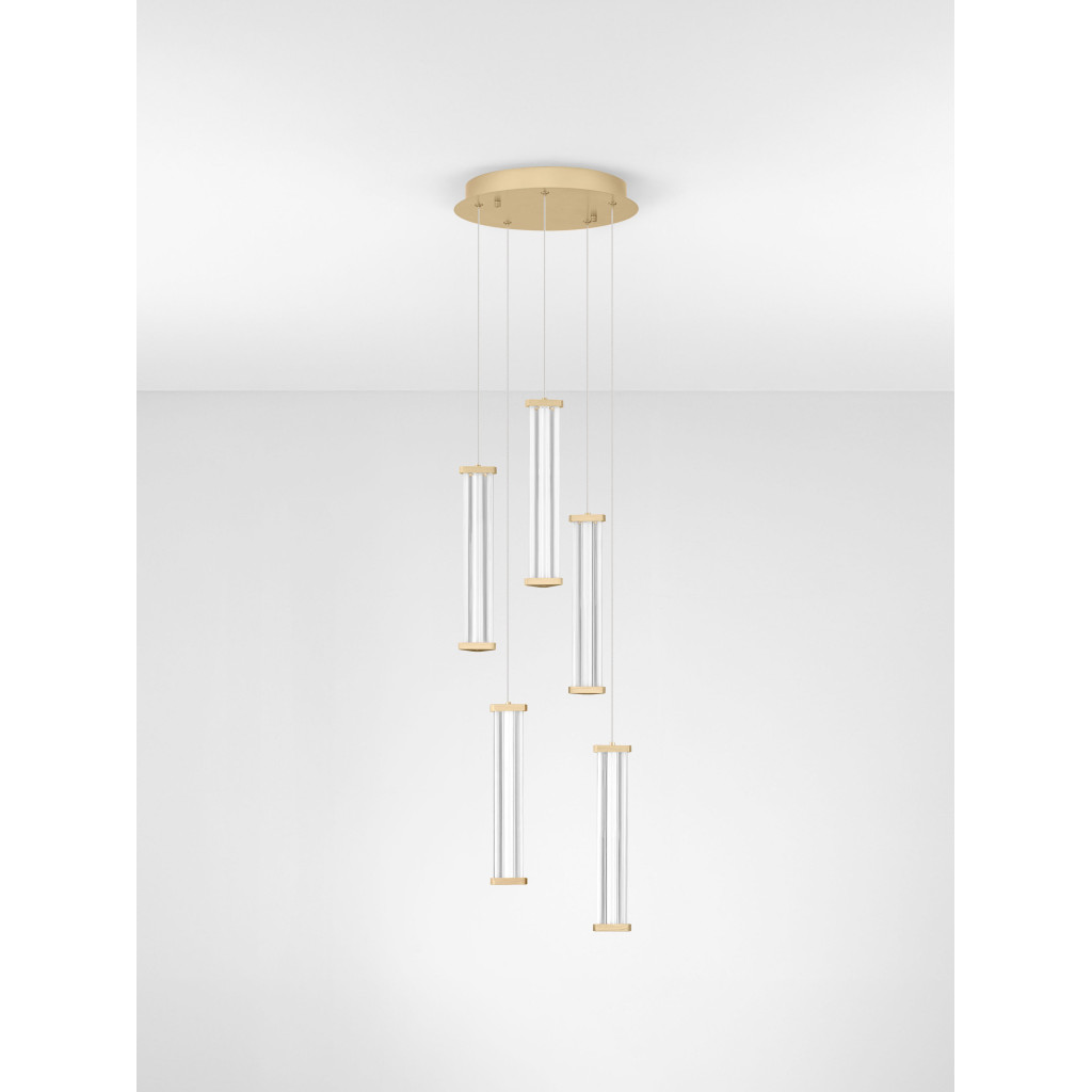 Lustra Nova Luce Pheme, auriu, LED, 21W, 1470 lumeni, alb cald 3000K, D.32 cm, 9214138