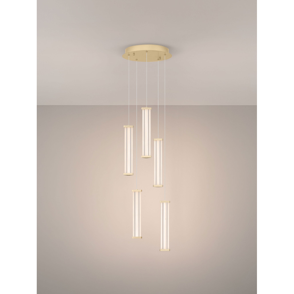 Lustra Nova Luce Pheme, auriu, LED, 21W, 1470 lumeni, alb cald 3000K, D.32 cm, 9214138