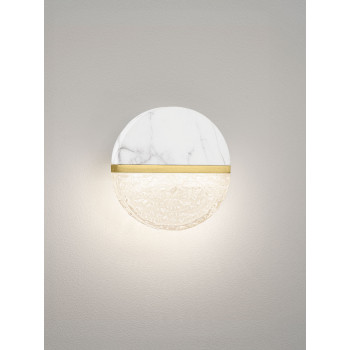 Aplica Nova Luce Dorin, marmura alba, LED, 7W, 431 lumeni, 3000K, D.16 cm, IP44, 9214196