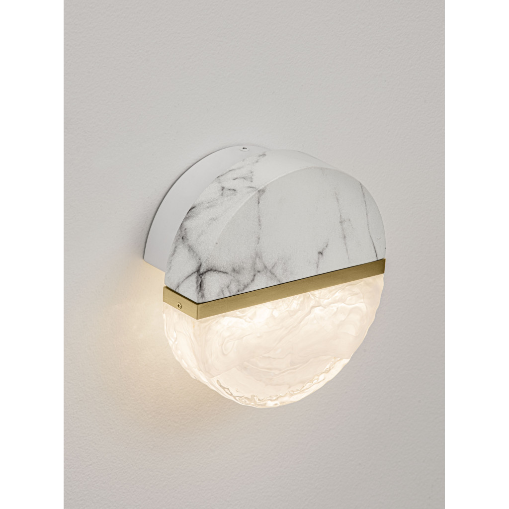 Aplica Nova Luce Dorin, marmura alba, LED, 7W, 431 lumeni, 3000K, D.16 cm, IP44, 9214196