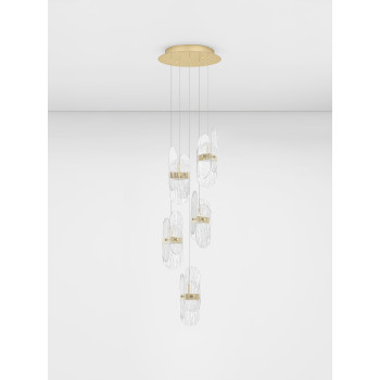 Lustra Nova Luce Lucien, auriu, LED, 34W, 2260 lumeni, alb cald 3000K, D.30 cm, 9214202