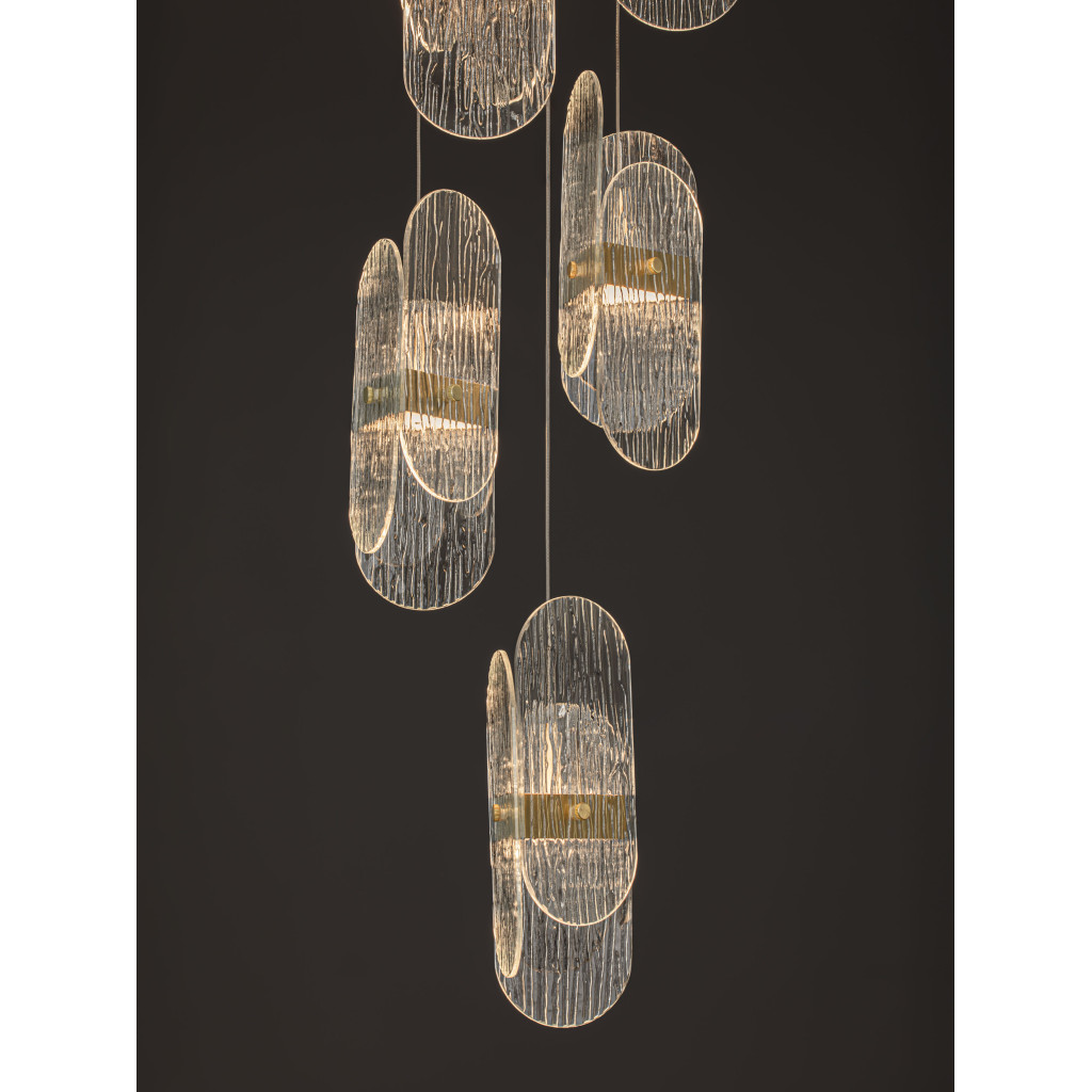 Lustra Nova Luce Lucien, auriu, LED, 34W, 2260 lumeni, alb cald 3000K, D.30 cm, 9214202