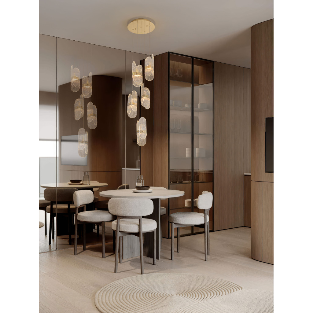 Lustra Nova Luce Lucien, auriu, LED, 34W, 2260 lumeni, alb cald 3000K, D.30 cm, 9214202