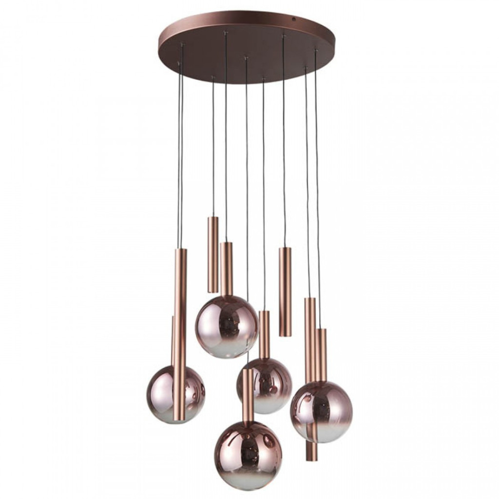 Lustra Italux Camino, cupru mat, LED, 54W, 2112 lumeni, alb cald 3000K, D.62 cm, PND-24038-9A-COPP