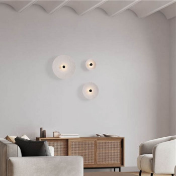 Aplica Nova Luce Velina, aspect piatra alba, LED, 5W, 310 lumeni, 3000K, D.30 cm, 9070634