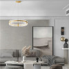 Suspensie Nova Luce Olimpia, auriu, LED, 56W, 6339 lumeni, alb cald 3500K, D.78 cm, 9019734