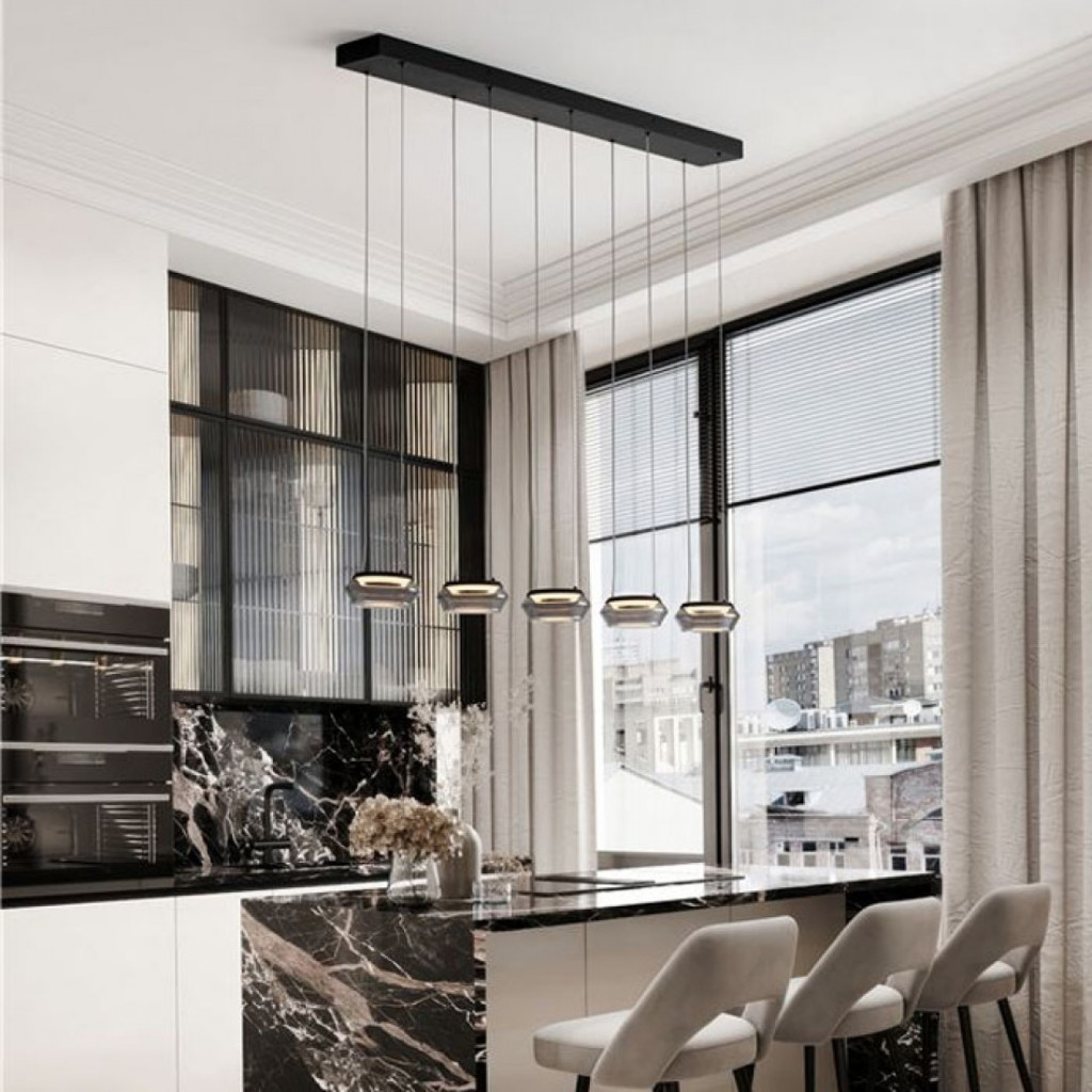 Lustra Nova Luce Jailyn, negru, LED, 40W, 1600 lumeni, alb cald 3000K, L.108 cm, 9236104