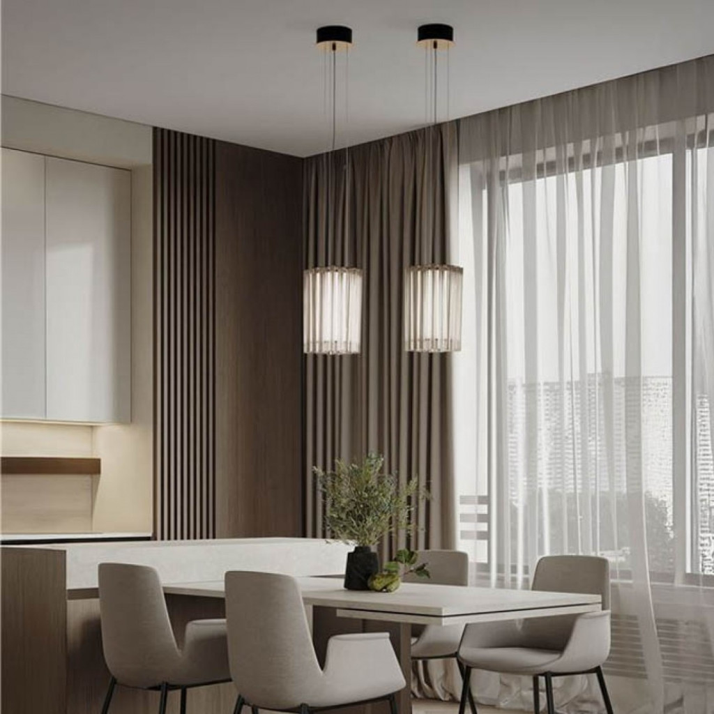 Suspensie Nova Luce Nol, alama antica, LED, 11W, 715 lumeni, 3000K, D.22 cm, 9333200