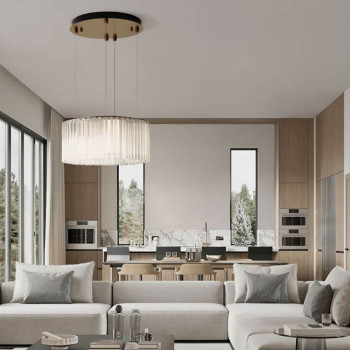 Suspensie Nova Luce Nol, alama antica, LED, 49W, 3185 lumeni, 3000K, D.68 cm, 9333201
