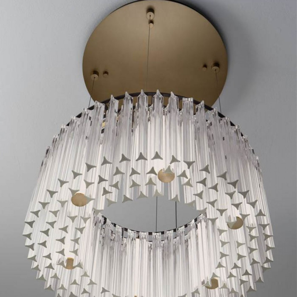Suspensie Nova Luce Nol, alama antica, LED, 49W, 3185 lumeni, 3000K, D.68 cm, 9333201