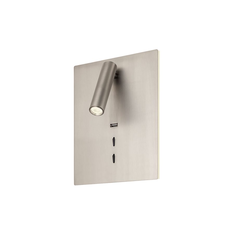Aplică de interior Zen - Art. 01-2997, LED 19W USB 3000K, Satin Nickel