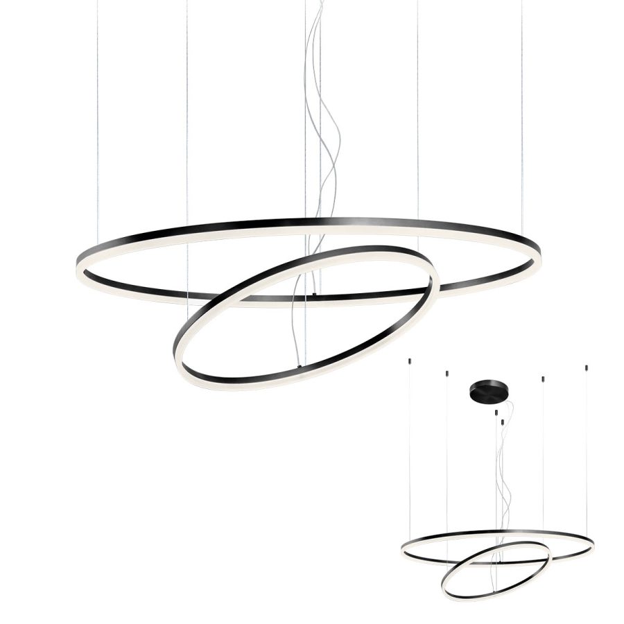 Suspensie de interior ORBIT Art. 01-1966-TRIAC, Redo, LED 108W 4000K D1000+600, Sand Black