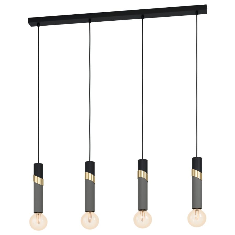 Lustră de interior CEDRAL - Art. 39936, Eglo, Negru, alamă periată, gri