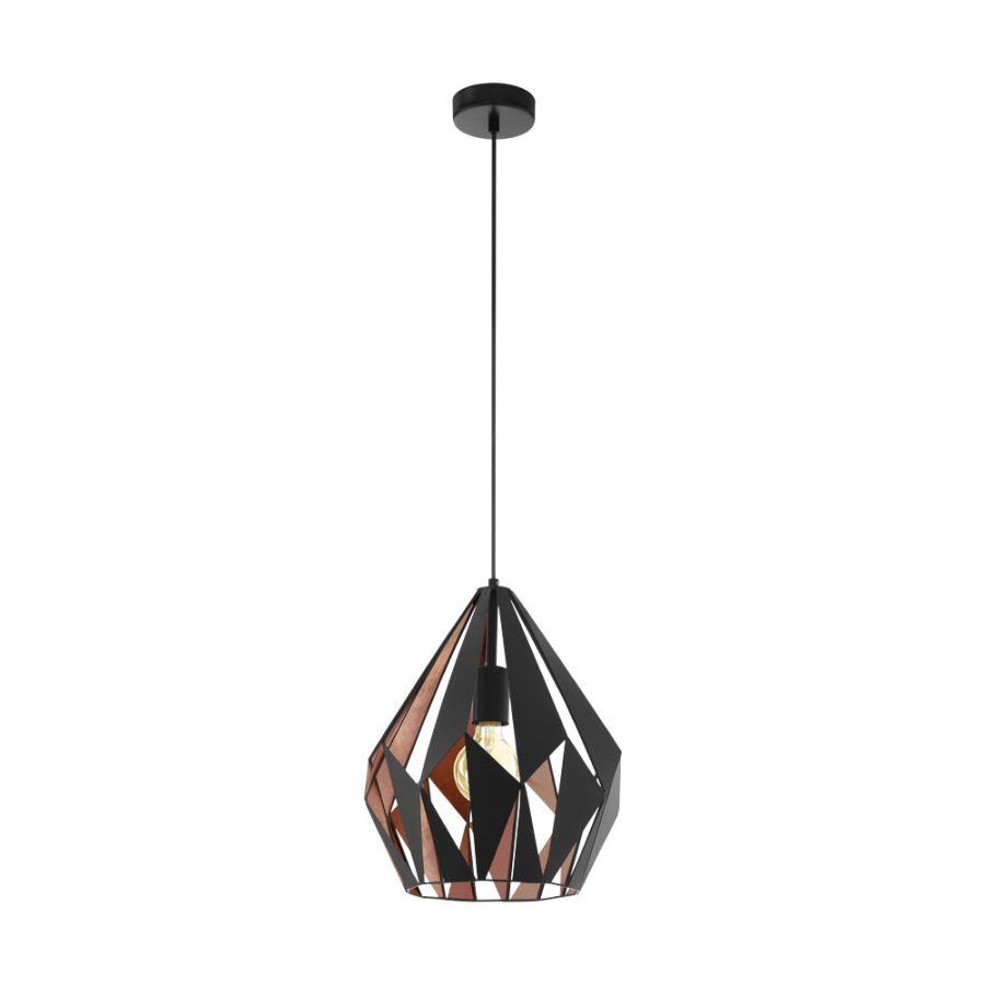 Pendul de interior CARLTON 1 - Art. 49254, Eglo, Negru, cupru