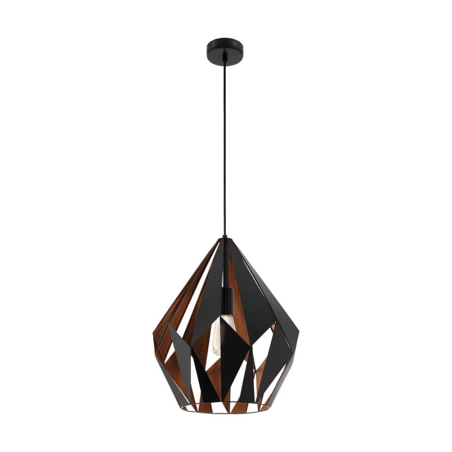 Pendul de interior CARLTON 1 - Art. 49878, Eglo, Negru, cupru