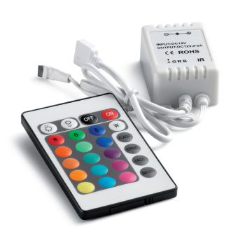 Sistem de control pentru semnal RGB cu telecomanda multifuncțională în infraroșu 12V DC 8A