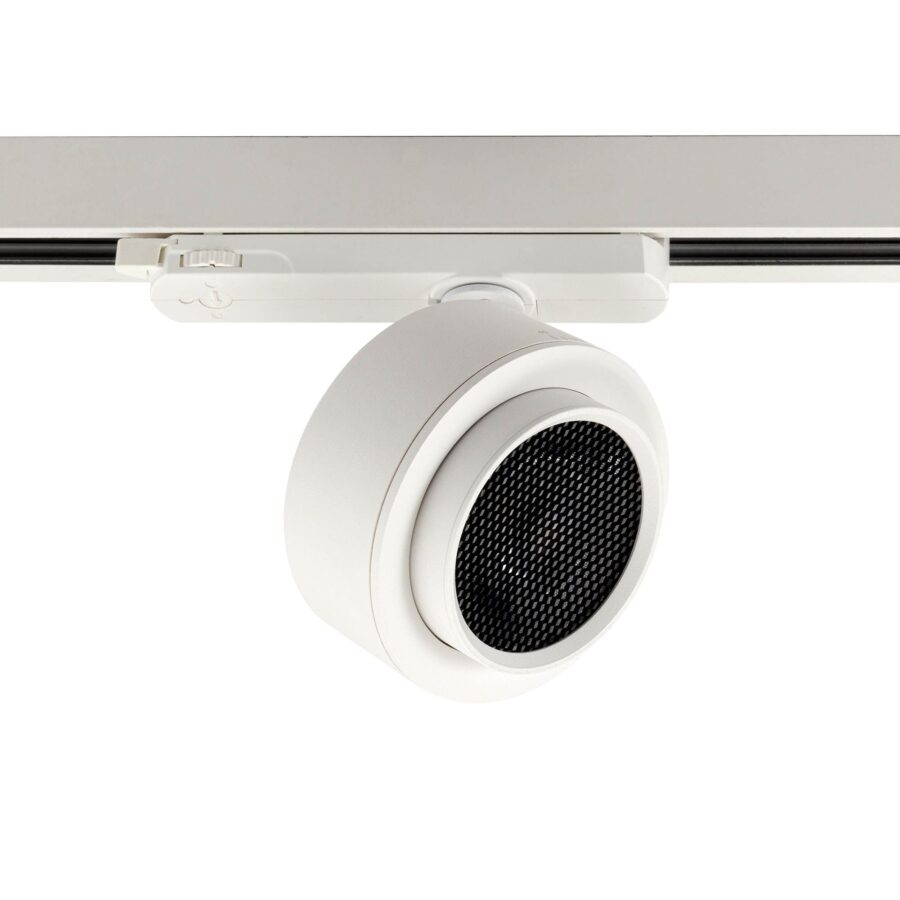Proiector orientabil cu adaptor pentru şine cu 3 circuite XARTE 28W 220-240V 3000K CRI.90 15-45° Alb mat