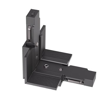 Element de structură cu montaj încastrat, pentru conexiunea mecanică și electrică a două profile liniare la 90° (unghi intern) XNEO în plane diferite 24V