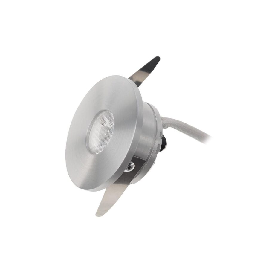 Spot rotund încastrat cu montaj în tavan sau perete XTWIST 1x3W 700mA 2-4V 3000K CRI.80 40°, Aluminiu periat
