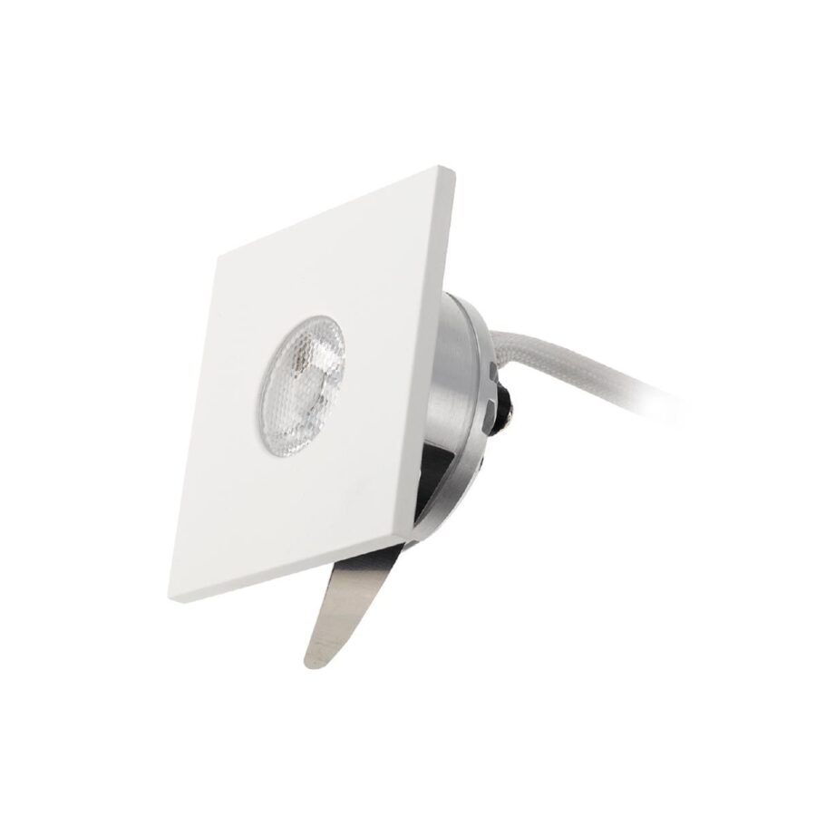 Spot pătrat încastrat cu montaj în tavan sau perete XTWIST 1x3W 700mA 2-4V 4000K CRI.80 40°, Alb mat