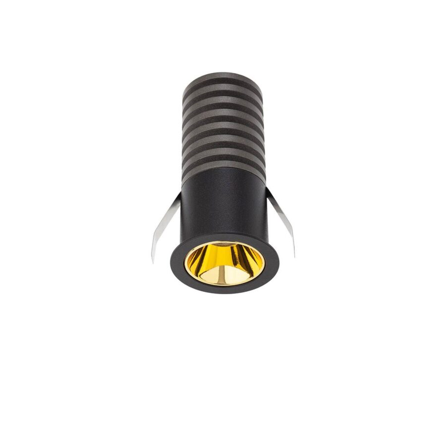 Corp de iluminat încastrat fix XPIKO cu LED 8W 3000K, Negru mat/Auriu