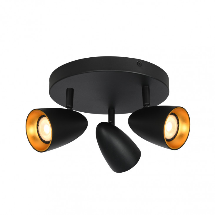Plafonieră de interior Tino - Art. SPL-36748-3R-BK-GD, Italux, Negru/Auriu