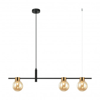 Pendul de interior Bletter - Art. PND-5225-3-BK-AMB, Italux, Negru/Chihlimbar