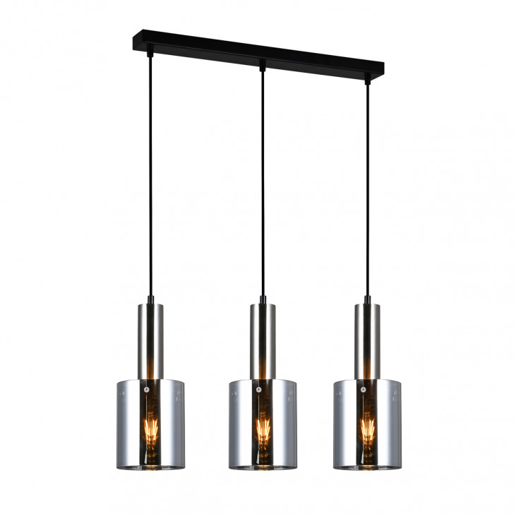 Pendul de interior Sardo - Art. PND-5581-3-SC+SG, Italux, Negru/Fumuriu/Nichel