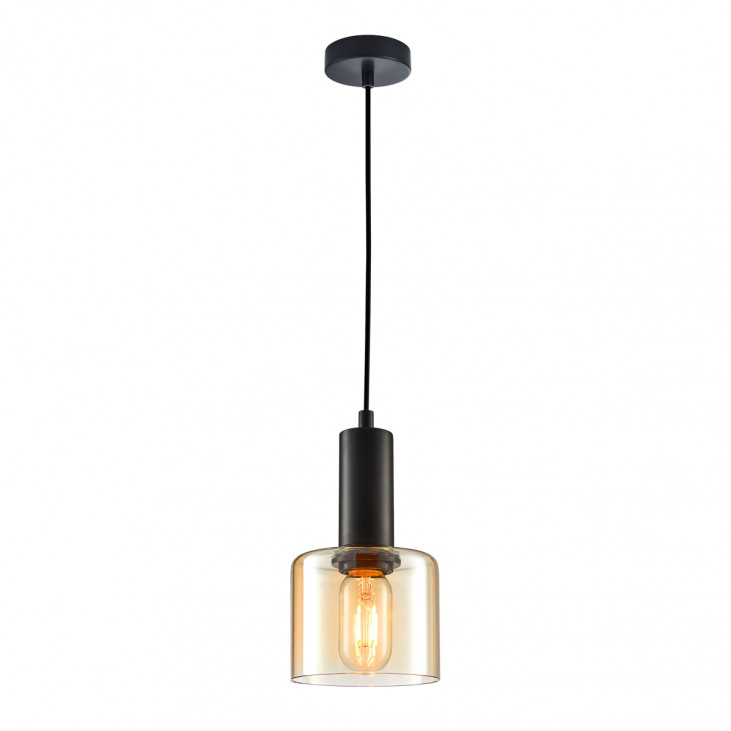 Pendul de interior Santia - Art. PND-65342-1-BK+AMB, Italux, Negru/Chihlimbar