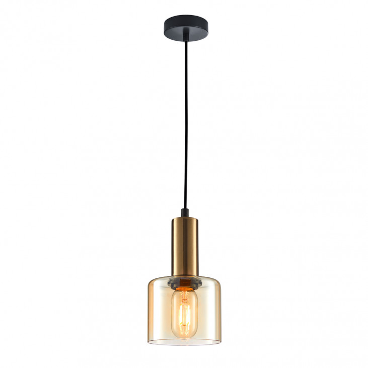 Pendul de interior Santia - Art. PND-65342-1-BRO+AMB, Italux, Cupru/Chihlimbar