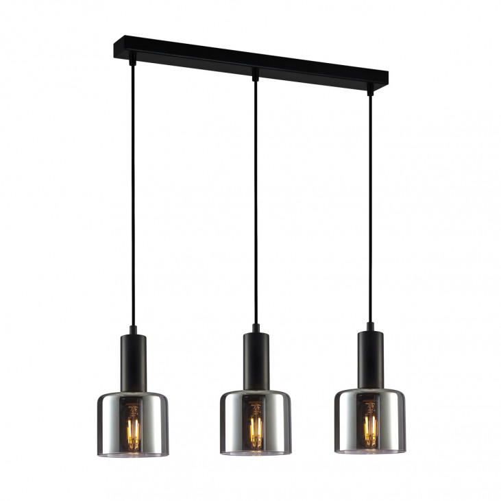 Pendul de interior Santia - Art. PND-65342-3-BK+SG, Italux, Negru/Fumuriu