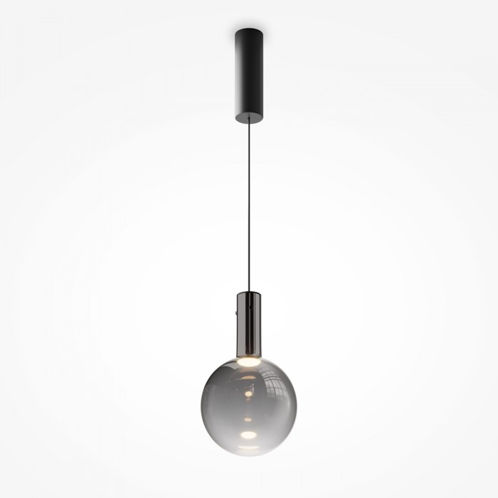 Suspensie Maytoni Nebula, negru, sticla, LED, 4W, 400 lumeni, alb cald 3000K, D.20 cm, MOD182PL-L4B3K