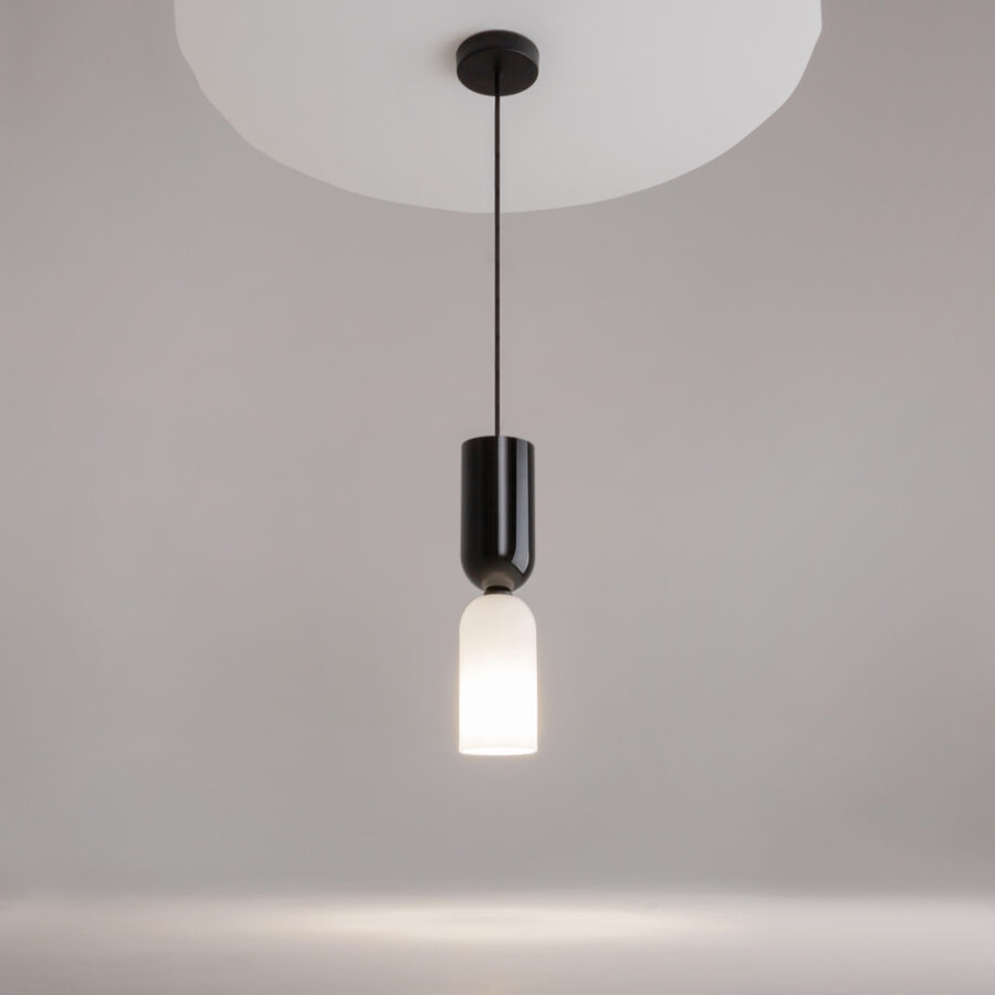 Suspensie Memory, negru mat, sticla, 1XE14, D.8 cm, MOD177PL-01B