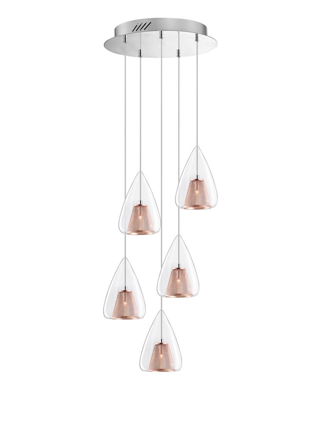 Suspensie de interior Hugo - Art. 1600200507, Nova Luce, Roz/Transparent