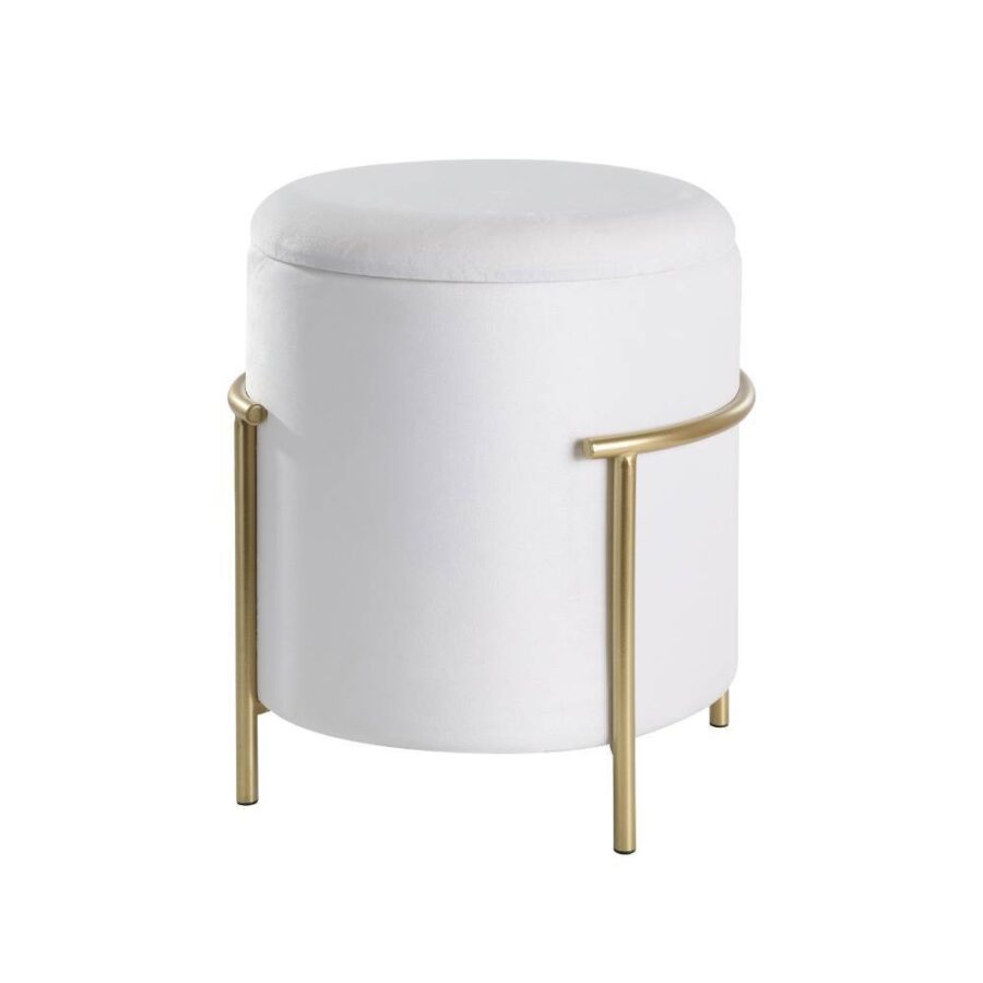 Taburet MASHIKE Ø410mm - Art. 424135, Eglo, Poliester, Catifea, Metal, Alb