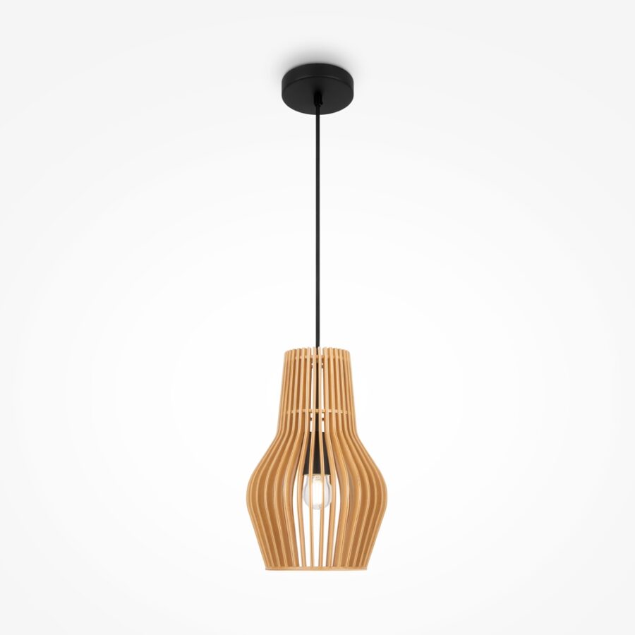 Pendul de interior Roots - Art. MOD191PL-01W, Maytoni, Negru/Lemn