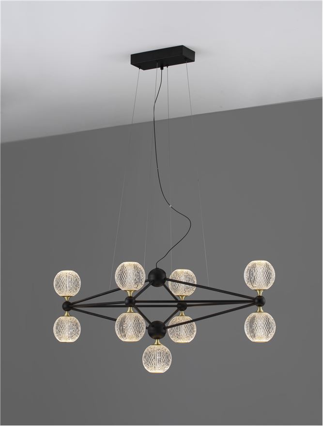 Suspensie de interior Belinda - Art. 9695300, Nova Luce, Negru/Transparent
