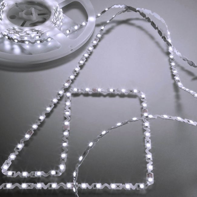 Bandă LED XRIBO ZIGZAG 5m/rolă IP65 72W/5m 72LED/m 24V DC 6000K CRI.80 >115°