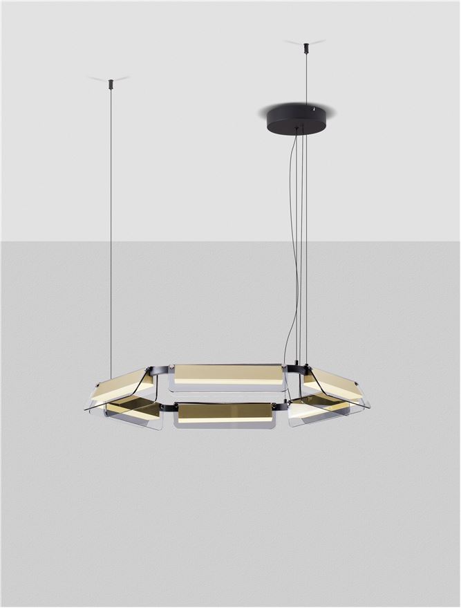 Suspensie interior Apnea dimmabil - Art. 9009132, Nova Luce, Negru, Auriu, Gri