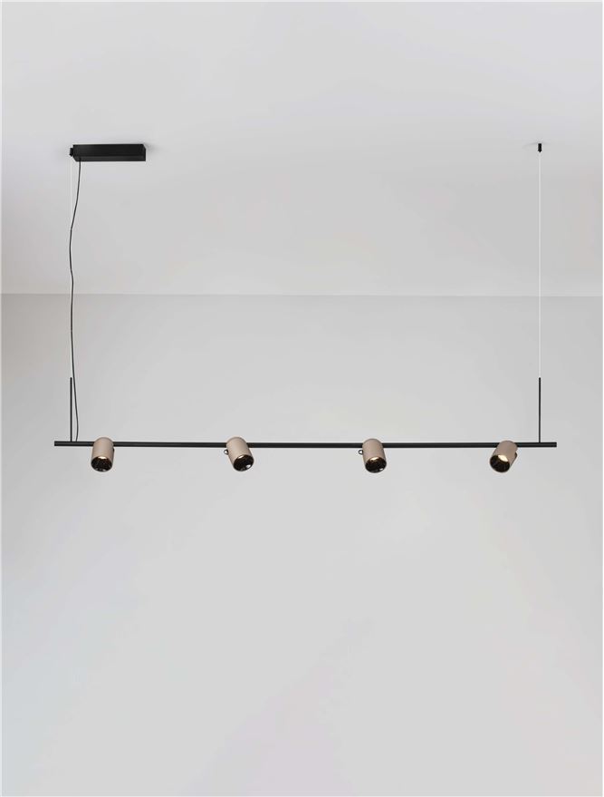 Suspensie interior Sirmos dimmabil - Art. 9088131, Nova Luce, Șampanie, Negru