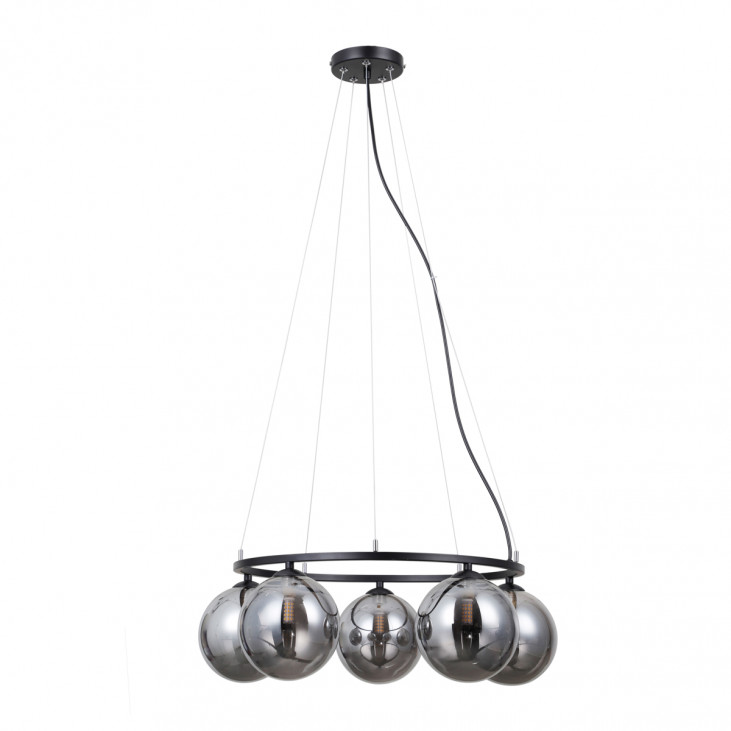 Suspensie de interior Molite - Art. PND-1098-5R-BK, Italux, Negru/Fumuriu