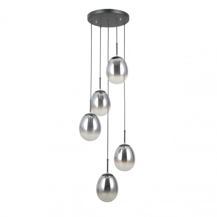 Suspensie de interior Meolo - Art. PND-40825-5-BK, Italux, Negru/Fumuriu