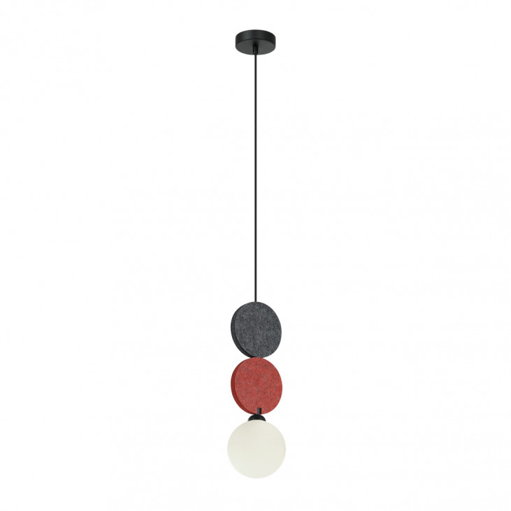 Pendul de interior Andrea - Art. PND-59779A-1S-MLTI, Italux, Roșu/Gri/Negru