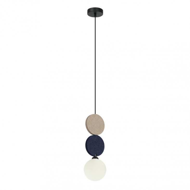 Pendul de interior Andrea - Art. PND-59779C-1S-MLTI, Italux, Negru/Bej/Albastru