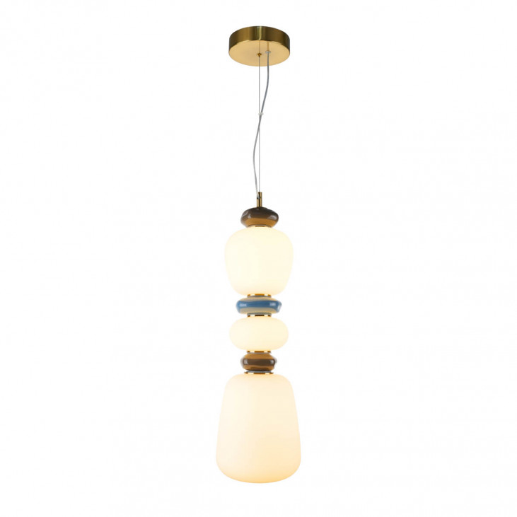 Pendul de interior Evans - Art. PND-94981V-3A-GD, Italux, Auriu/Alb/Albastru