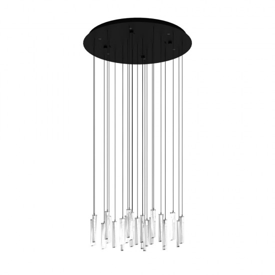 Lustra Eglo Sardenara, metal, sticla, negru, LED, 32W, 3060 lumeni, alb cald 3000K, D. 53 cm, 390209