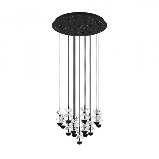 Lustra Eglo Pianopoli, metal, sticla, negru, LED, 27W, 3600 lumeni, alb cald 3000K, 390277