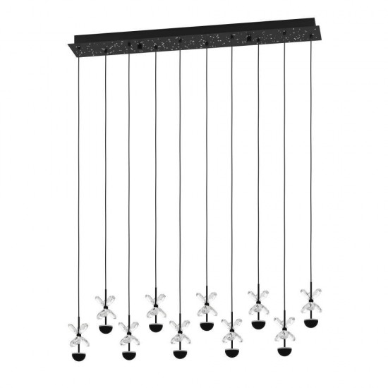 Lustra Eglo Pianopoli, metal, sticla, negru, LED, 23W, 2800 lumeni, alb cald 3000K, 390278